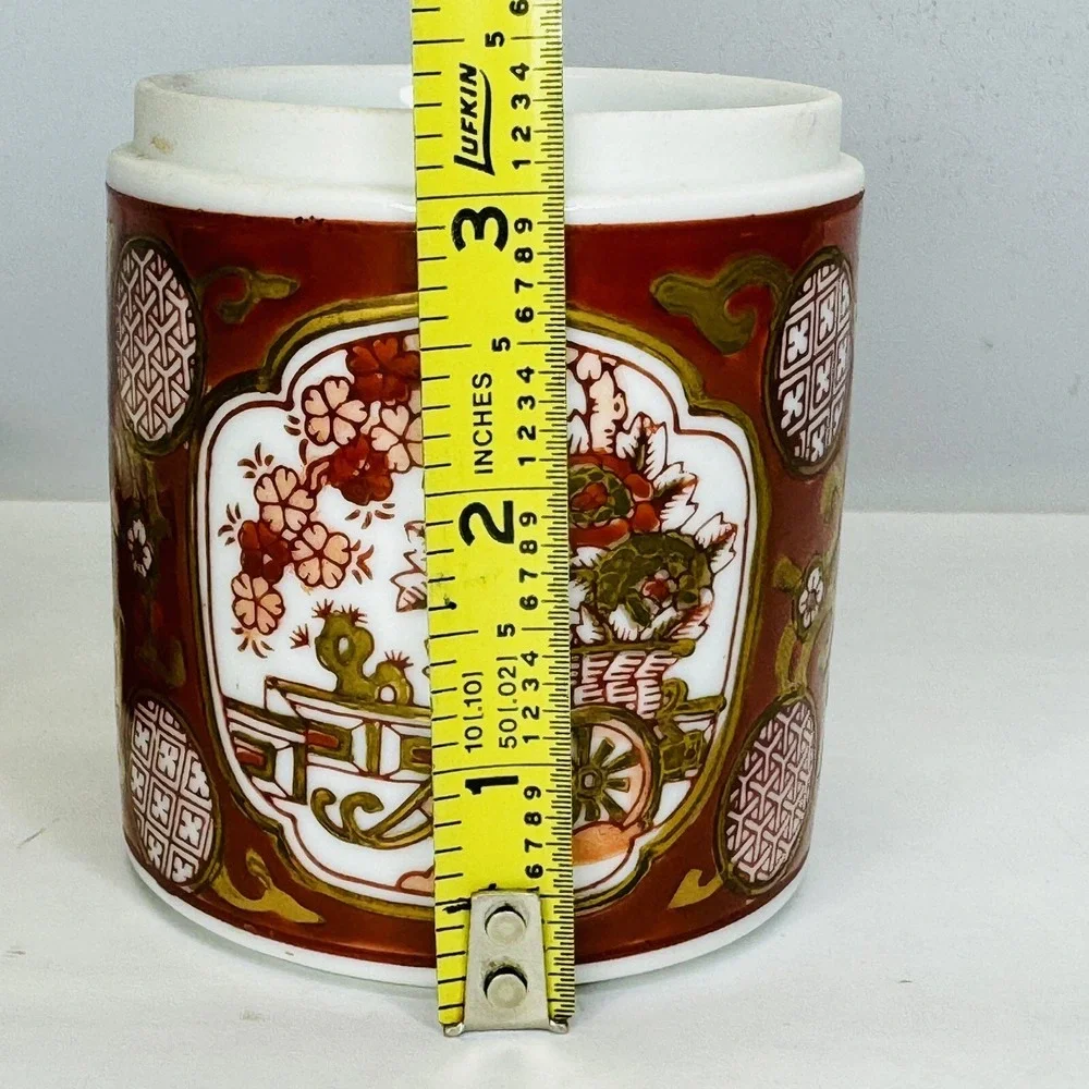 Vintage‎ Gold Imari Hand Painted Spice Tea Jar with Lid Red Gold Japanese Floral